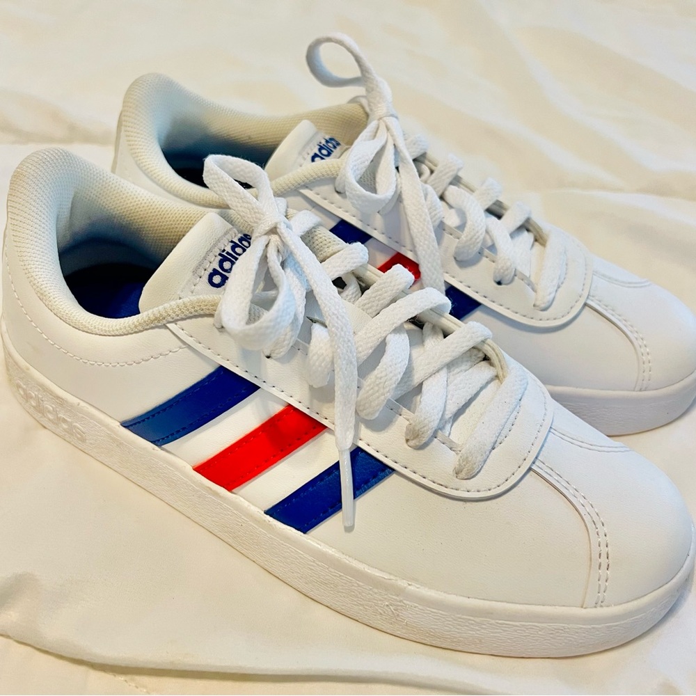 Adidas Originals VL Court 2.0 Red White Blue Stripes Youth FY7170   Size 2 Kids